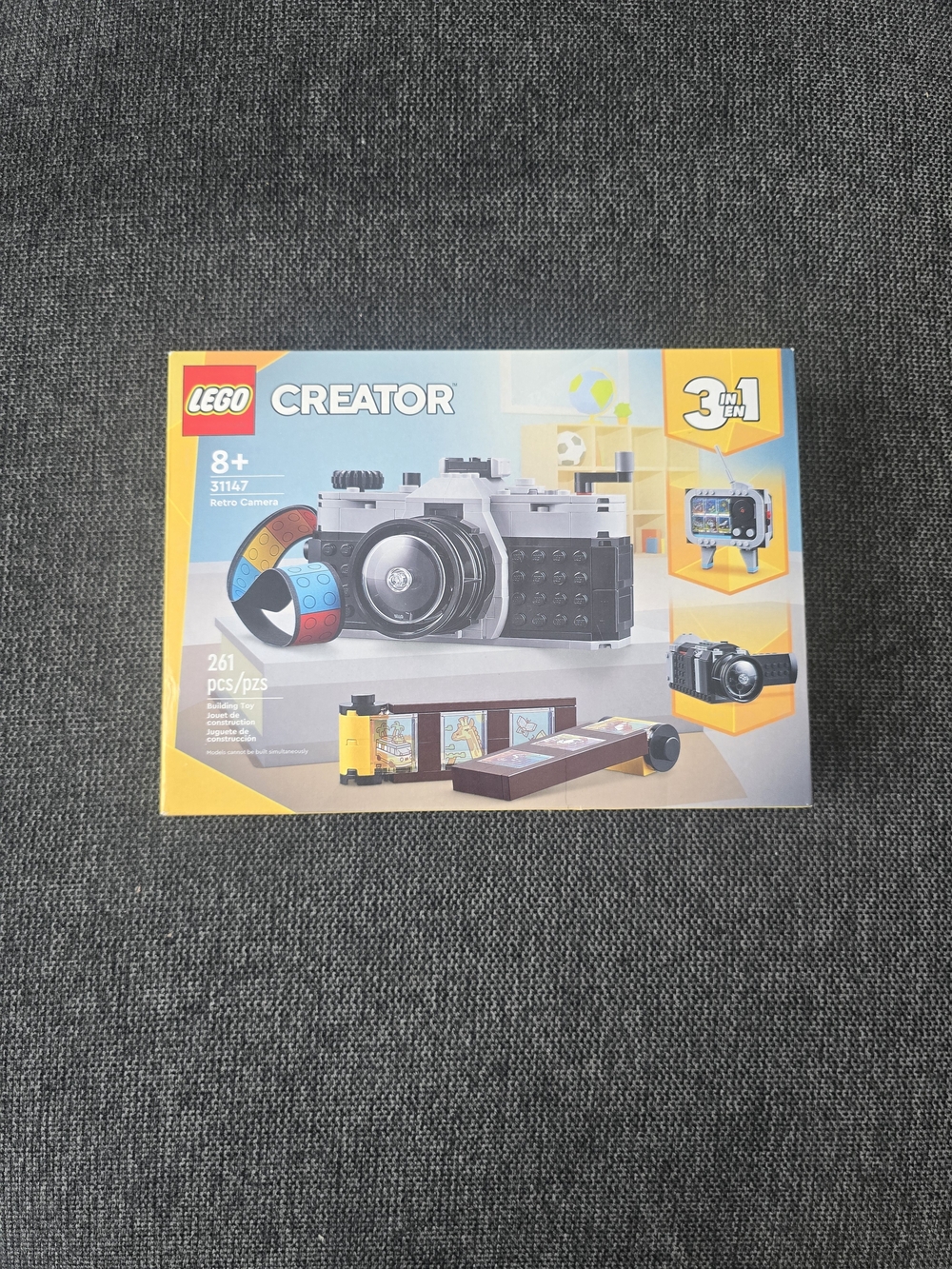Lego Creator Retro Camera Building Set - Gray, Black & Yellow Box Art